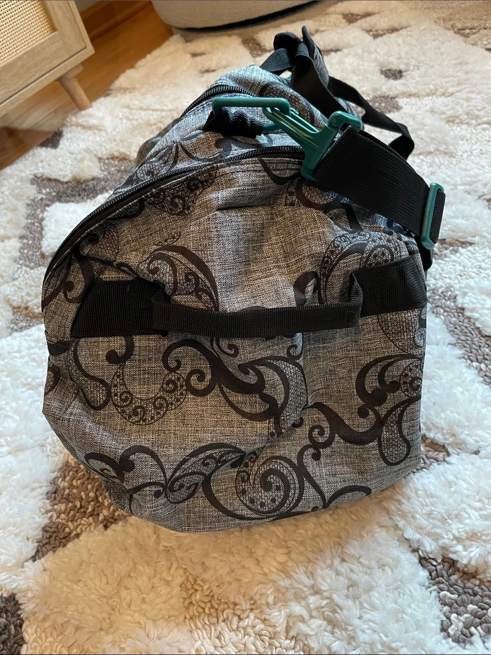 Damien Duffel Bag - Gray with black swirl pattern